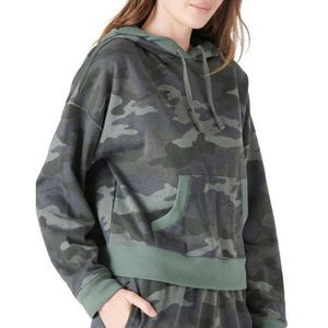 LUCKY BRAND - Chill at Home Fleece Hoodie- - green camo - SIZE SMALL